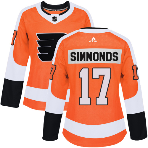 Adidas Flyers #17 Wayne Simmonds Orange Home Authentic Women's Stitched NHL Jersey - Click Image to Close